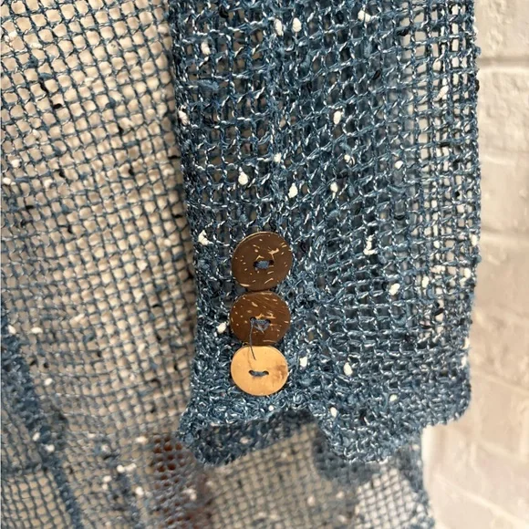 Keren Hart Open-Front Sparkle Knit Cardigan in Dusty Blue - Picture 3 of 5